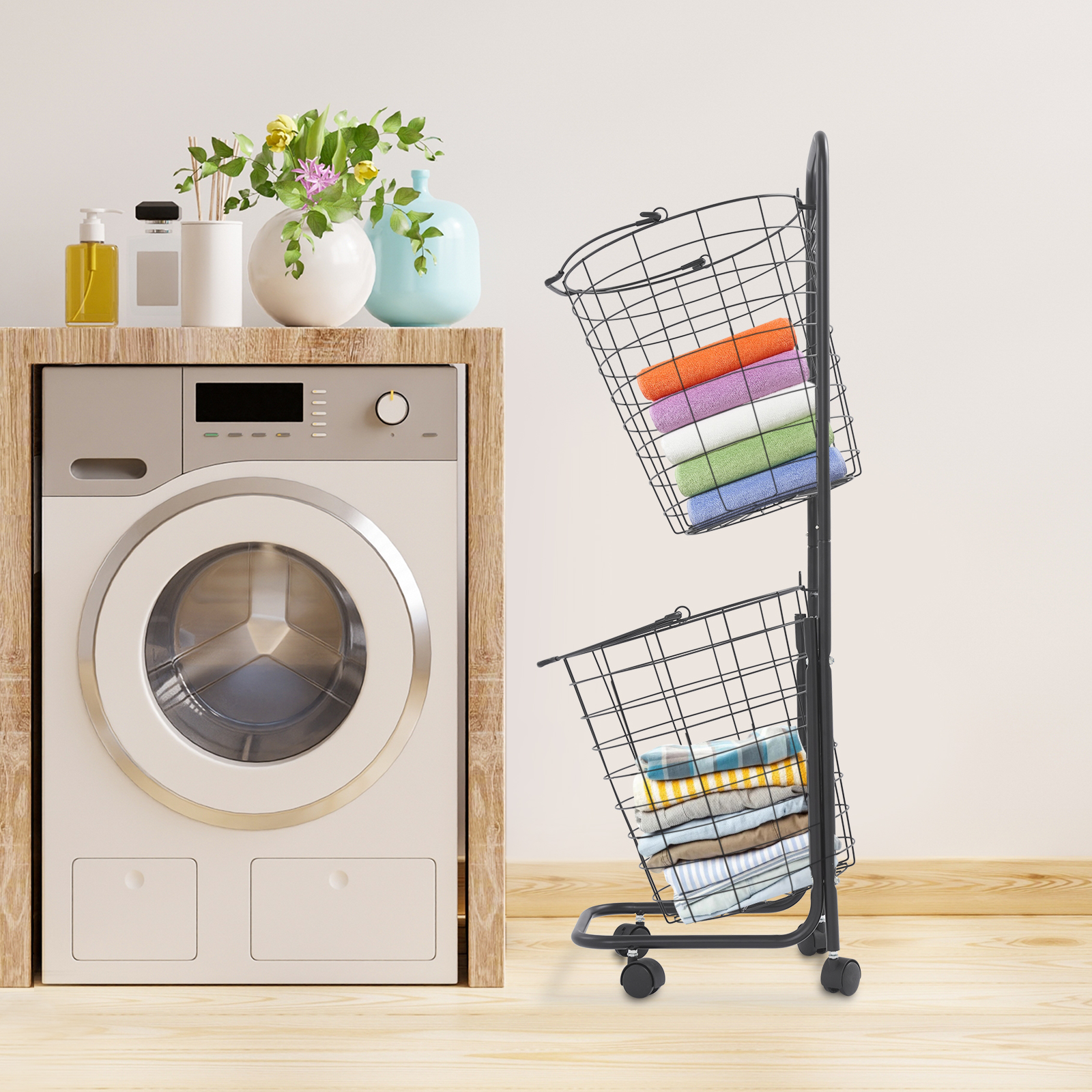 2-tier laundry basket, Rolling laundry basket, Laundry basket